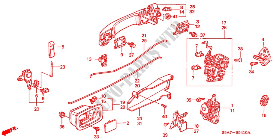 REAR DOOR LOCKS/ OUTER HANDLE(1) for Honda CR-V LS 5 Doors 5 speed manual 2002