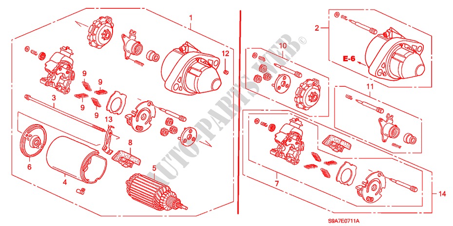 STARTER MOTOR (MITSUBA) for Honda CR-V RV-I 5 Doors 5 speed manual 2005