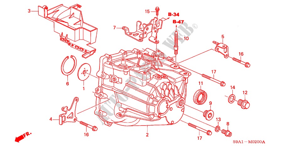 TRANSMISSION CASE for Honda CR-V RV-I 5 Doors 5 speed manual 2005