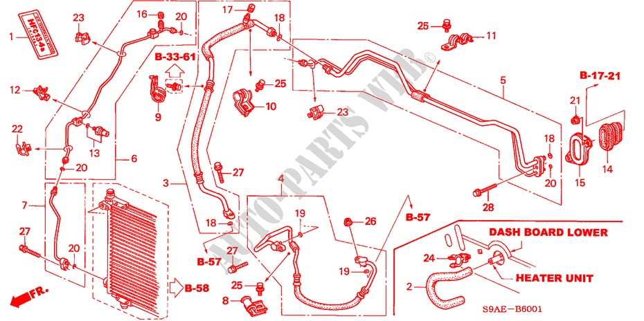 AIR CONDITIONER (HOSES/PIPES)(RH) for Honda CR-V BASE 5 Doors 5 speed manual 2006