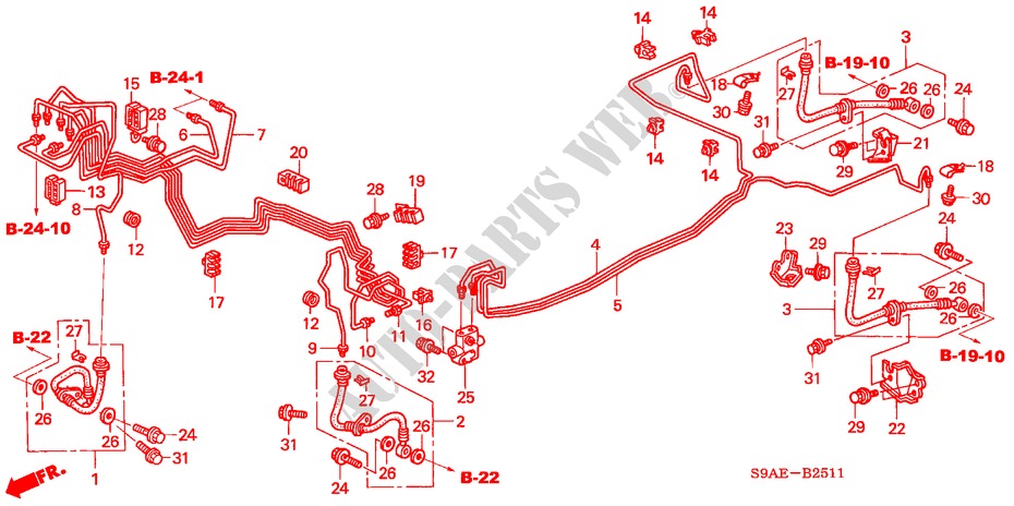BRAKE LINES (ABS) (RH) for Honda CR-V SE 5 Doors 5 speed manual 2006