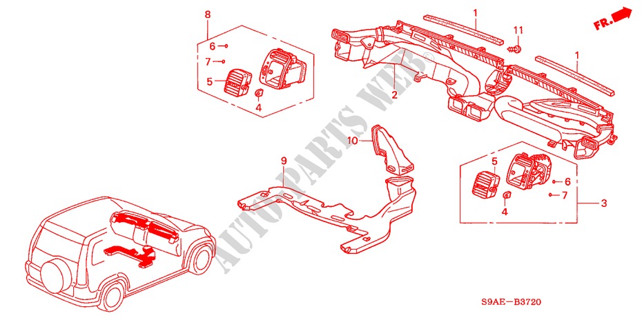 DUCT(LH) for Honda CR-V LS 5 Doors 5 speed manual 2006