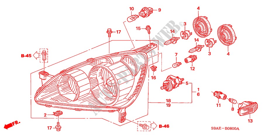 HEADLIGHT for Honda CR-V ES 5 Doors 5 speed manual 2006