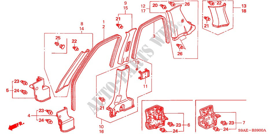PILLAR GARNISH for Honda CR-V LS 5 Doors 5 speed manual 2006