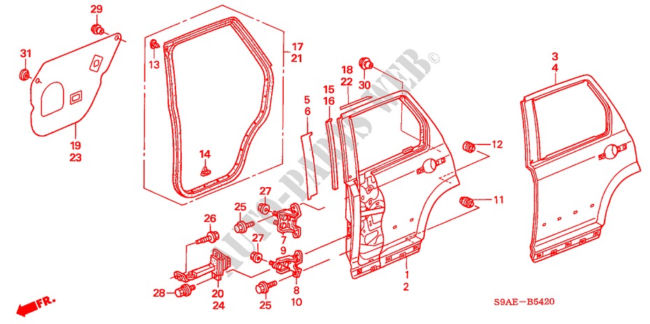 REAR DOOR PANELS for Honda CR-V LS 5 Doors 5 speed manual 2006
