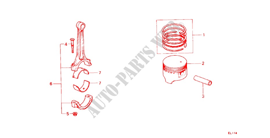 PISTON/CONNECTING ROD for Honda ACCORD STD 3 Doors 3 speed automatic 1983