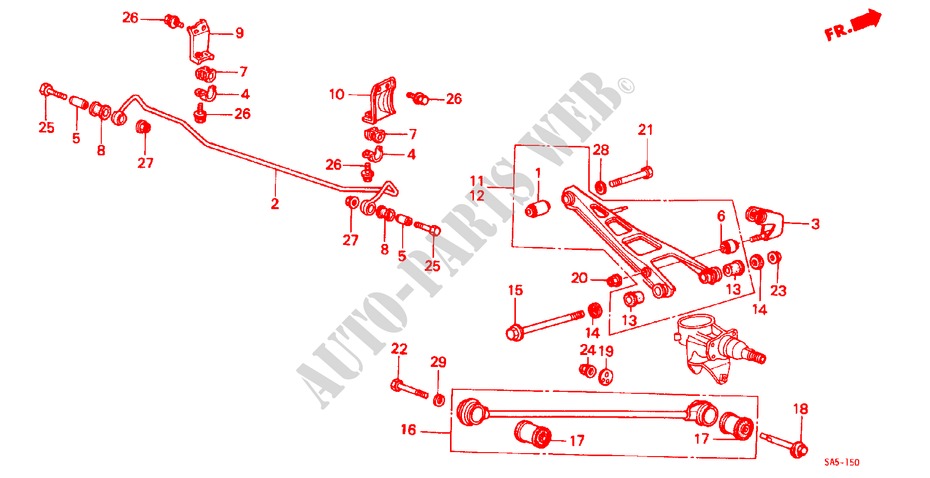 REAR LOWER ARM/RADIUS ROD for Honda ACCORD EX 3 Doors 5 speed manual 1982