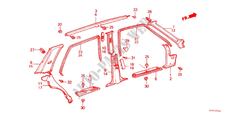 DOOR TRIM (4D) for Honda ACCORD EX 1800 4 Doors 5 speed manual 1984
