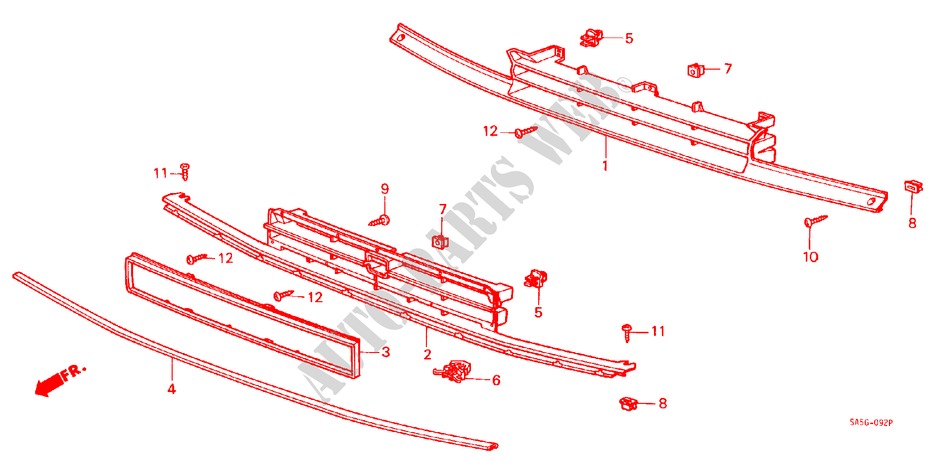 FRONT GRILLE/MOLDING for Honda ACCORD EX 1800 4 Doors 4 speed automatic 1984