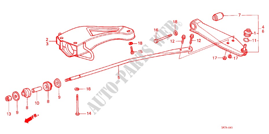 FRONT LOWER ARM for Honda JAZZ DX 3 Doors 3 speed automatic 1985