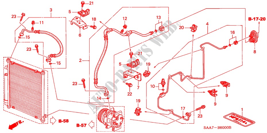 AIR CONDITIONER (HOSES/PIPES)(LH) for Honda JAZZ 1.2ES 5 Doors 5 speed manual 2002