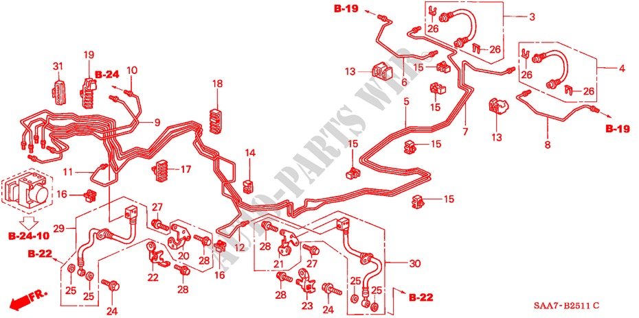 BRAKE LINES (ABS) (RH) for Honda JAZZ 1.2S 5 Doors 5 speed manual 2002
