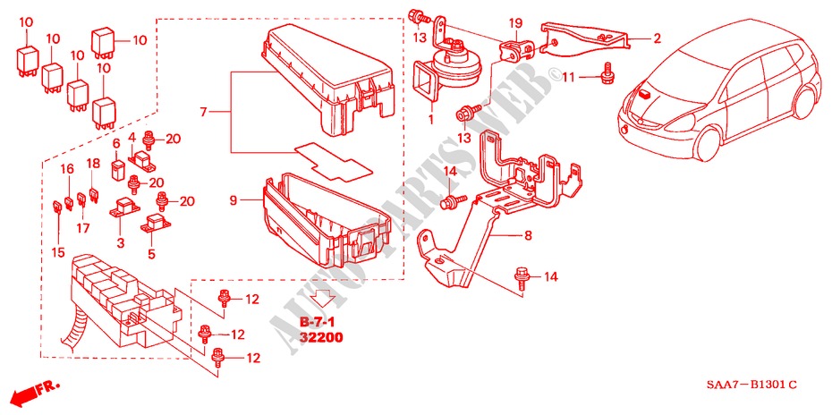 CONTROL UNIT(ENGINE ROOM) (RH) for Honda JAZZ 1.2S 5 Doors 5 speed manual 2002