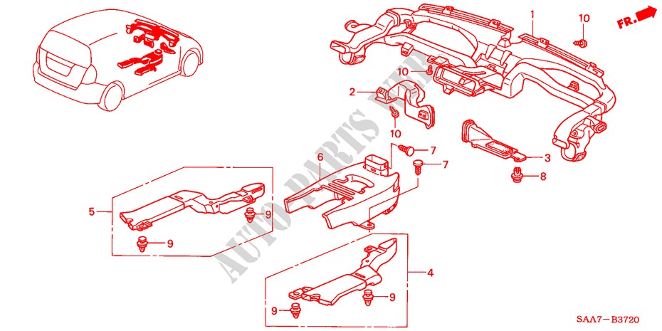 DUCT (LH) for Honda JAZZ 1.2ES 5 Doors 5 speed manual 2002