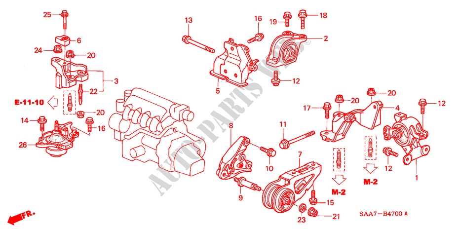 ENGINE MOUNTS (MT) for Honda JAZZ 1.2S 5 Doors 5 speed manual 2002