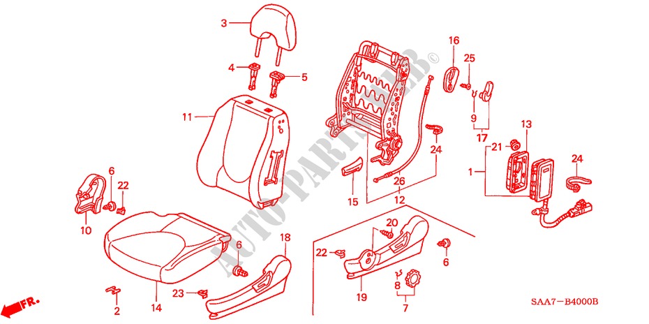 FRONT SEAT (L.) for Honda JAZZ 1.2ES 5 Doors 5 speed manual 2002