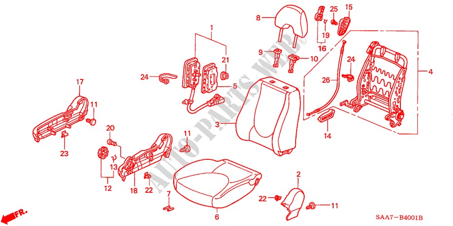 FRONT SEAT (R.) for Honda JAZZ 1.2S 5 Doors 5 speed manual 2002