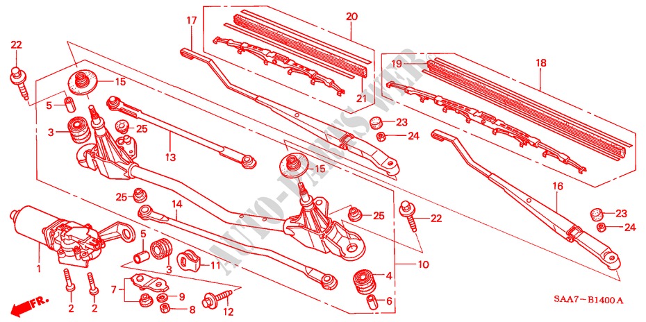 FRONT WIPER (LH) for Honda JAZZ 1.2ES 5 Doors 5 speed manual 2002