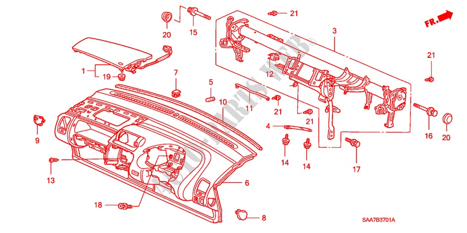 INSTRUMENT PANEL (RH) for Honda JAZZ 1.4SES 5 Doors 5 speed manual 2002
