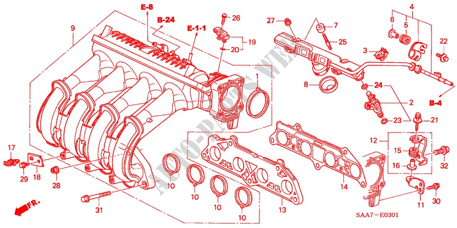 INTAKE MANIFOLD (2) for Honda JAZZ 1.4S 5 Doors 5 speed manual 2003