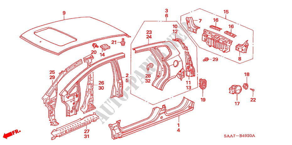 OUTER PANELS/REAR PANEL for Honda JAZZ 1.4ES 5 Doors 5 speed manual 2002