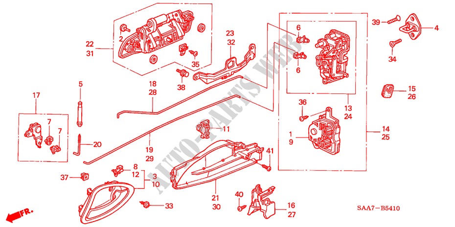 REAR DOOR LOCK/OUTER HAND LE (1) for Honda JAZZ 1.2S 5 Doors 5 speed manual 2003
