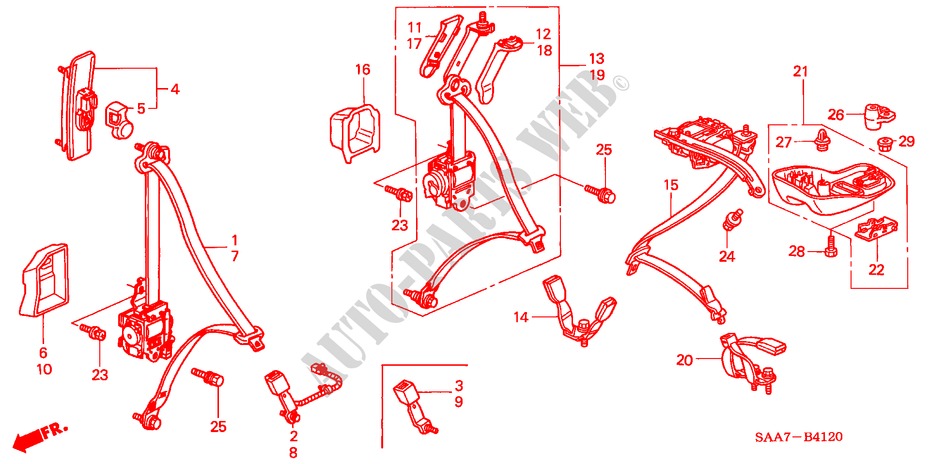 SEATBELTS for Honda JAZZ 1.2LS 5 Doors 5 speed manual 2002
