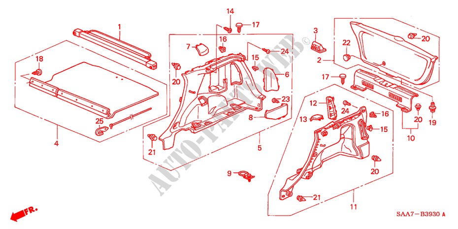 SIDE LINING/ TAILGATE LINING for Honda JAZZ 1.4ES 5 Doors 5 speed manual 2002
