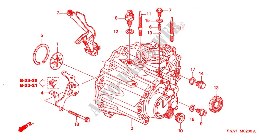 TRANSMISSION CASE for Honda JAZZ 1.2ES 5 Doors 5 speed manual 2002