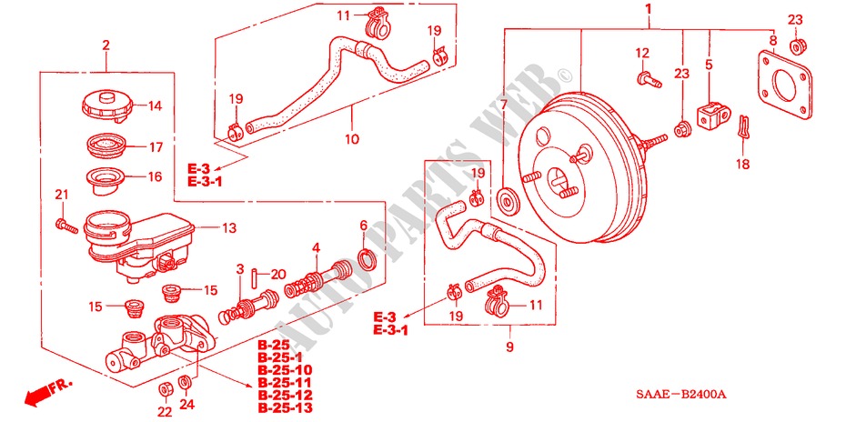 BRAKE MASTER CYLINDER/ MASTER POWER (1) for Honda JAZZ 1.4 ES 5 Doors 5 speed manual 2005