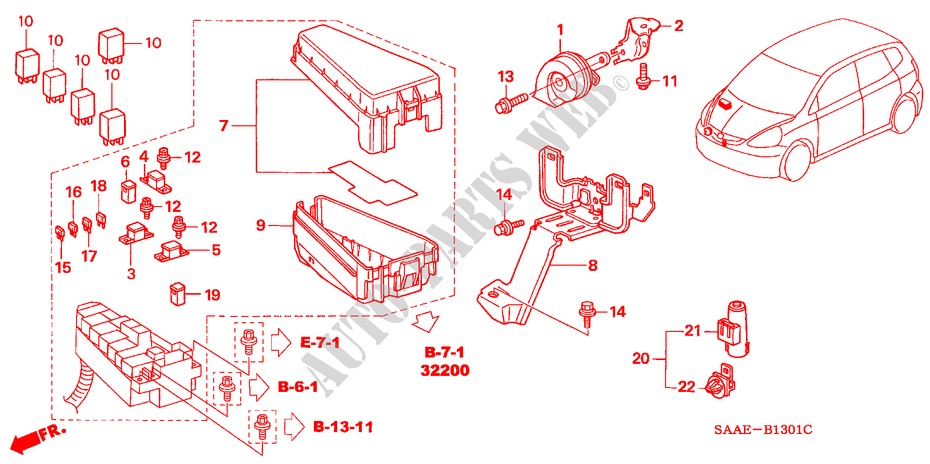CONTROL UNIT(ENGINE ROOM) (RH) for Honda JAZZ 1.2 E 5 Doors 5 speed manual 2005