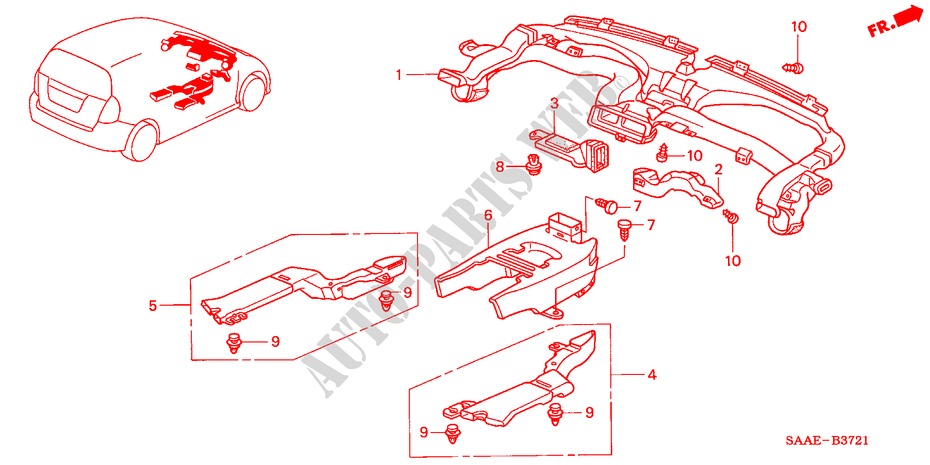 DUCT (RH) for Honda JAZZ 1.2 E 5 Doors 5 speed manual 2005