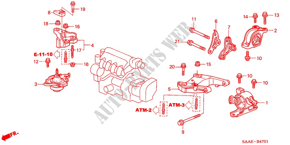 ENGINE MOUNTS (CVT) for Honda JAZZ 1.4 SE       SPORT 5 Doors full automatic 2005