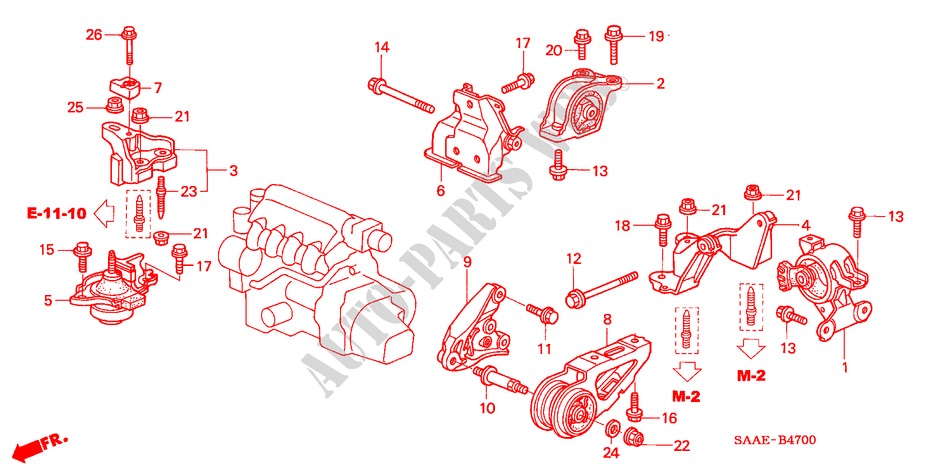 ENGINE MOUNTS (MT) for Honda JAZZ 1.2 LS 5 Doors 5 speed manual 2004