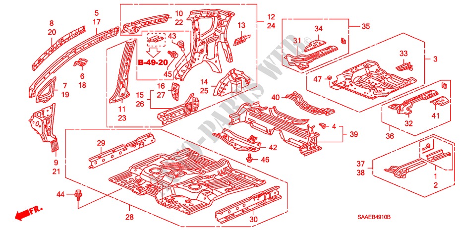 FLOOR/INNER PANELS for Honda JAZZ 1.2 COOL 5 Doors 5 speed manual 2005