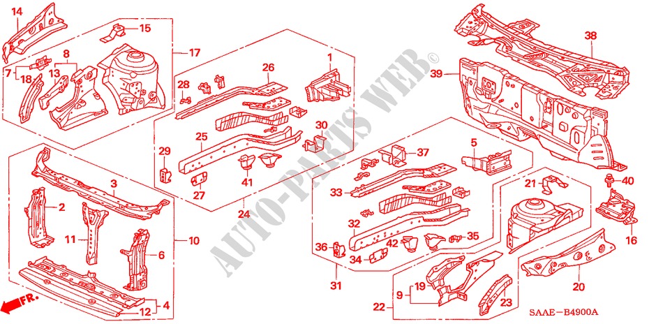 FRONT BULKHEAD/DASHBOARD for Honda JAZZ 1.2 E 5 Doors 5 speed manual 2005