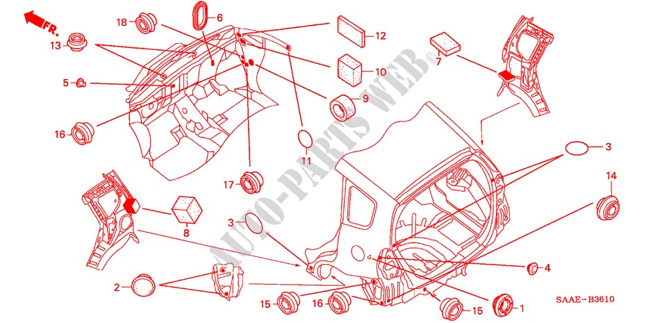 GROMMET (REAR) for Honda JAZZ 1.4 SE       SPORT 5 Doors 5 speed manual 2005