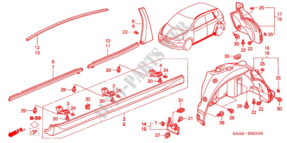 MOLDING/SIDE SILL GARNISH for Honda JAZZ 1.2 E 5 Doors 5 speed manual 2005