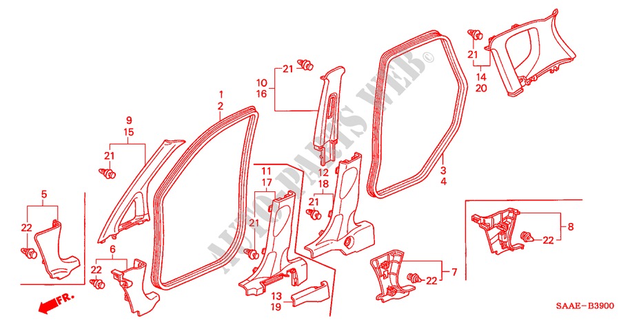 PILLAR GARNISH for Honda JAZZ 1.4 SE       SPORT 5 Doors 5 speed manual 2004
