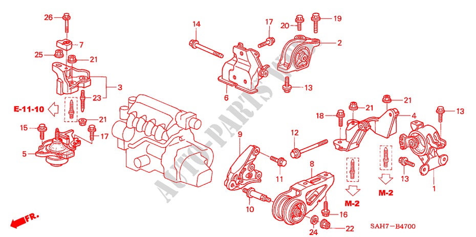 ENGINE MOUNTS (MT) for Honda JAZZ 1.4 SE 5 Doors 5 speed manual 2007