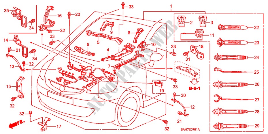 ENGINE WIRE HARNESS (RH) for Honda JAZZ 1.2 S 5 Doors 5 speed manual 2007