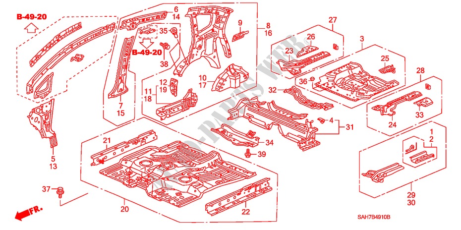 FLOOR/INNER PANELS for Honda JAZZ 1.2 S 5 Doors 5 speed manual 2007