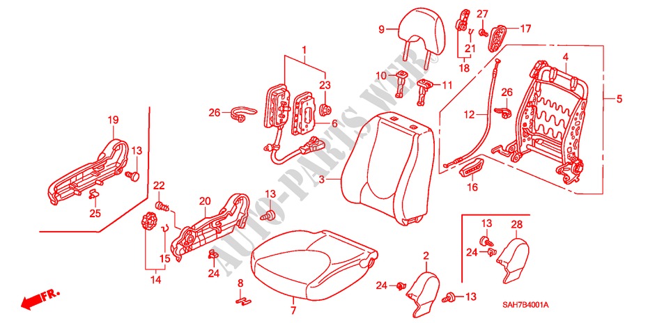 FRONT SEAT (R.) for Honda JAZZ 1.4 ES 5 Doors 5 speed manual 2006