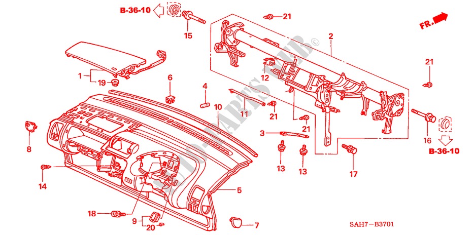 INSTRUMENT PANEL (RH) for Honda JAZZ 1.2 S 5 Doors 5 speed manual 2007