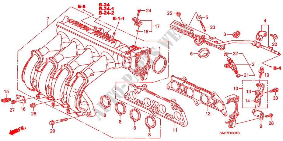 INTAKE MANIFOLD (2) for Honda JAZZ 1.2 C-S 5 Doors 5 speed manual 2007