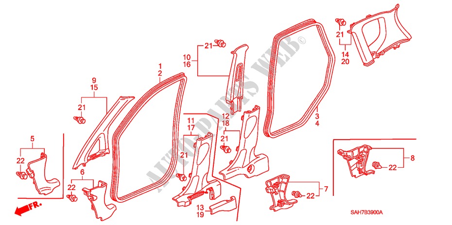 PILLAR GARNISH for Honda JAZZ 1.4 ES 5 Doors 5 speed manual 2006