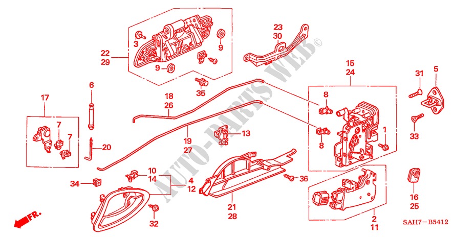 REAR DOOR LOCKS/ OUTER HANDLE (3) for Honda JAZZ 1.2 S-S 5 Doors 5 speed manual 2007