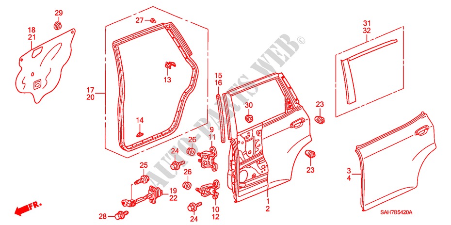 REAR DOOR PANELS for Honda JAZZ 1.2 S 5 Doors 5 speed manual 2007