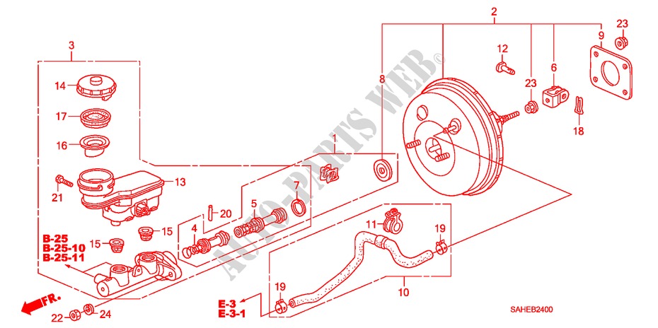 BRAKE MASTER CYLINDER/ MASTER POWER (LH) for Honda JAZZ 1.2 S-S 5 Doors 5 speed manual 2008