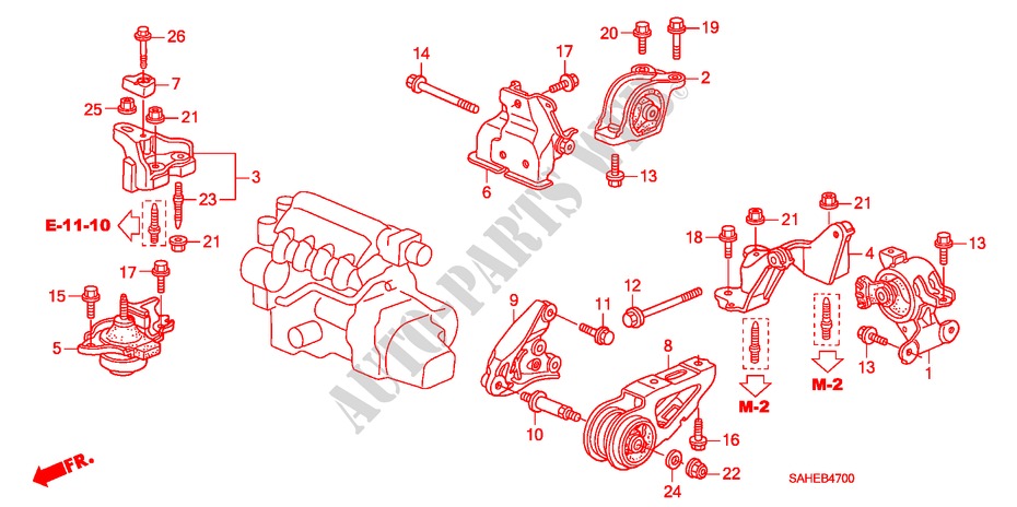 ENGINE MOUNTS (MT) for Honda JAZZ 1.2 S-S 5 Doors 5 speed manual 2008